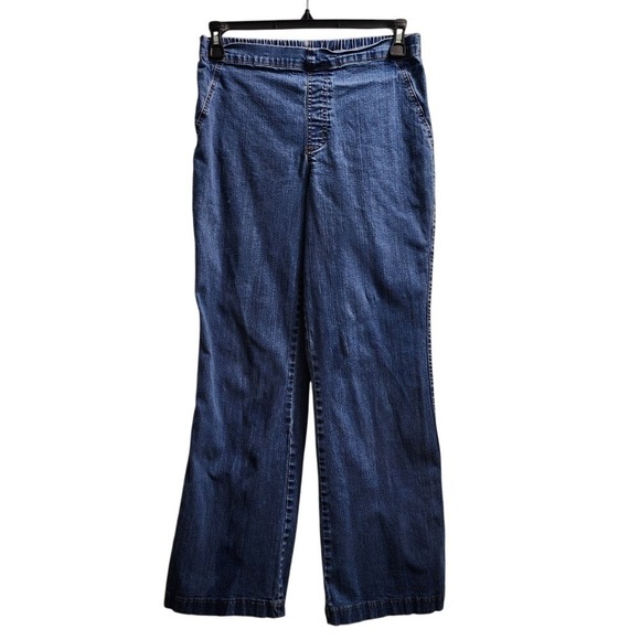 Soft Surroundings Denim Pants Pull On Elastic Waist Flare Leg Jeans‎ Medium - Picture 1 of 5